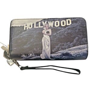 Marilyn Monroe Wallet Wristlet Double Zip Hollywood Glam Retro Faux Leather Gift